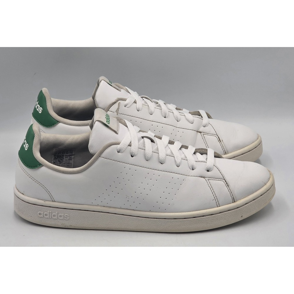 adidas Advantage White Green Sneakers Men's Size 10 Lace Up Casual Shoes - Picture 4 of 12